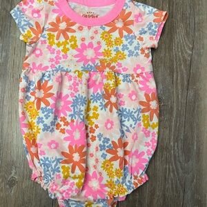 Cat & Jack Floral Baby Romper with Pink Collar